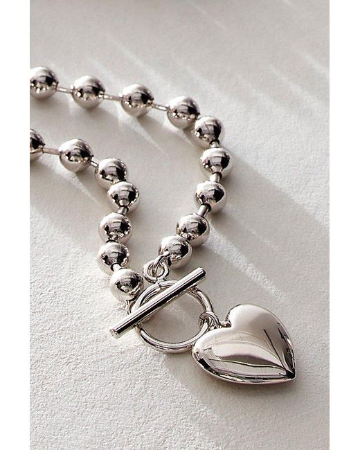 Leeada Jewelry Metallic Leeada Le Bébé Heart Toggle Necklace