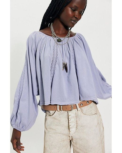 Free People Blue Marla Long Sleeve Top