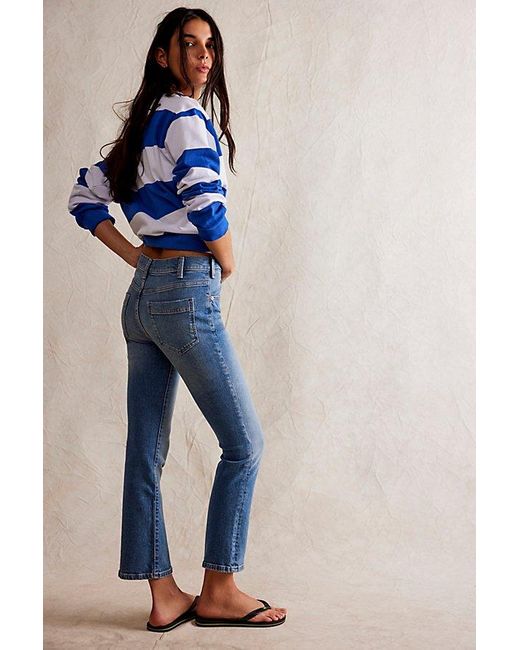Free People Blue We The Free Low Maintenance Mid-rise Flare Jeans