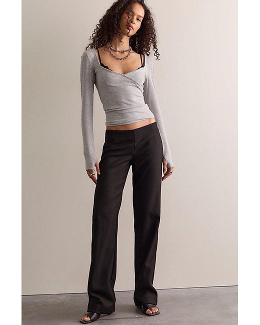 Intimately By Free People Gray Keeping It Light Ribbed Wrap Top By