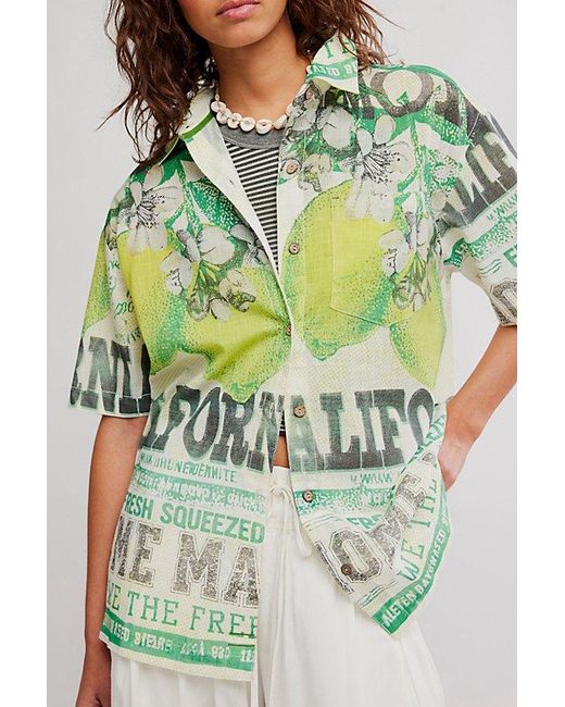 Free People Green Fresh Squeezed Top
