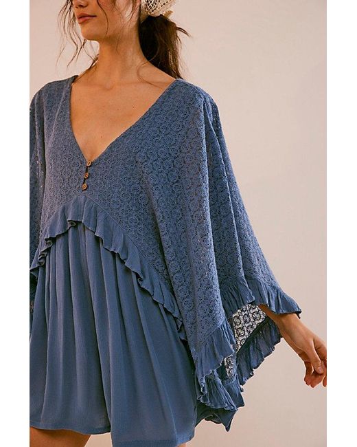 Free People Blue As You Are Romper