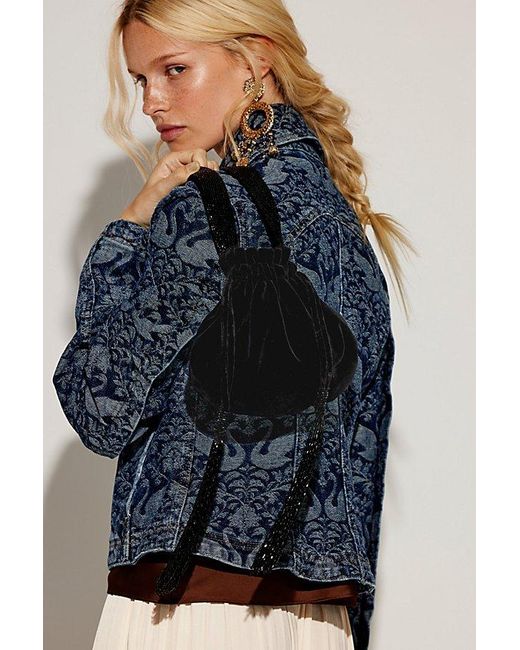 Free People Blue Valentina Velvet Pouch