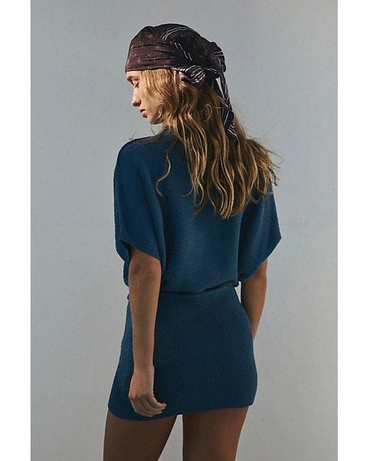 free-est Blue Amara Mini Sweater Dress By