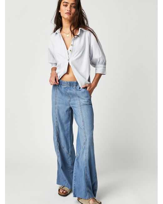Free People Blue We The Free Easy Street Pull-on Jeans