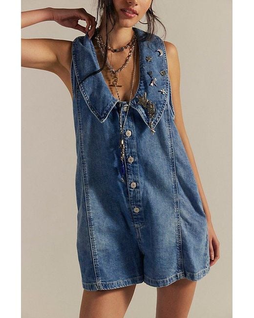 Free People Blue Dover Playsuit