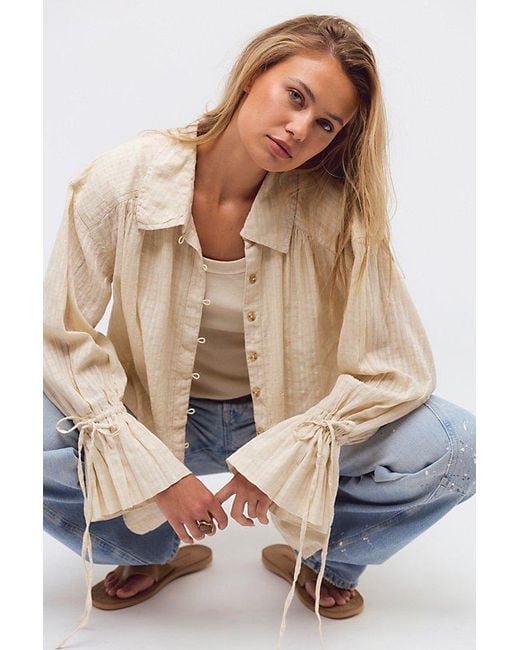 Free People Gray Oasis Washed Shirt