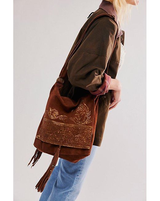 Free People Brown Migramo Embellished Messenger Bag