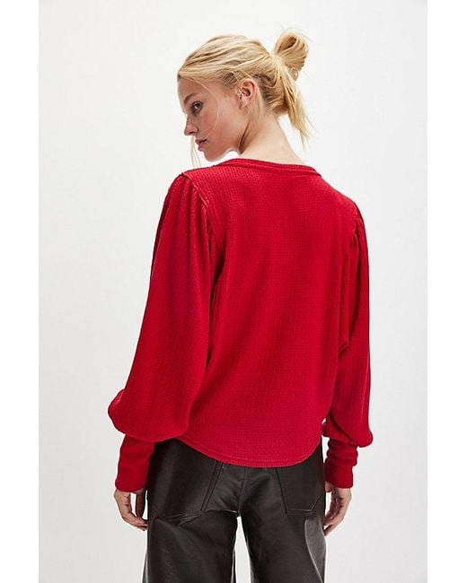 Free People Red Quinn Knit Thermal