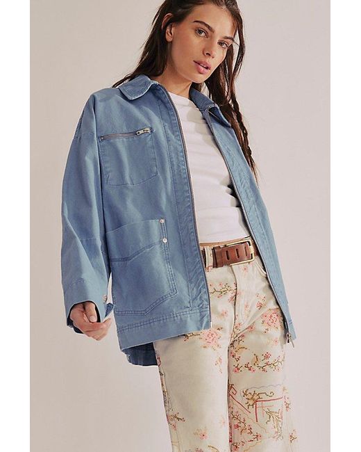 Free People Blue Easy That Canvas Jacket