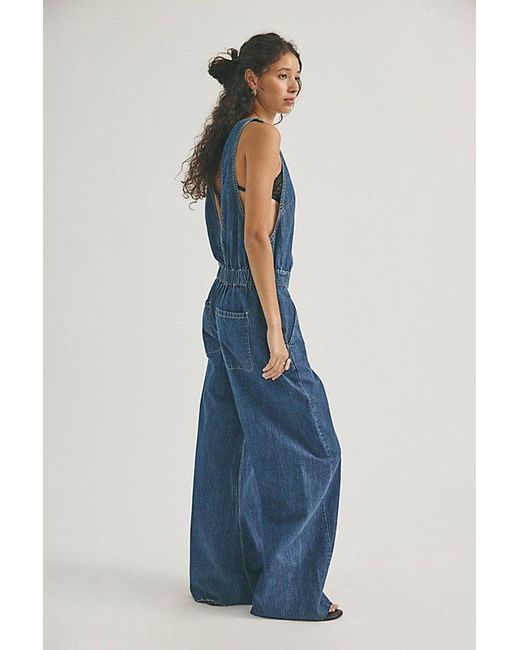 Free People Blue Margo Jumpsuit