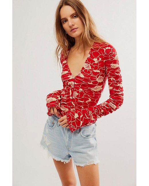 Free People Red Through The Meadow Top