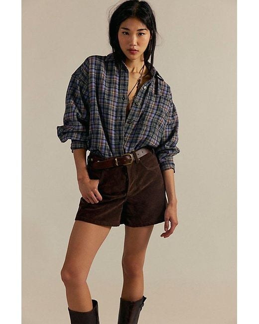 Free People Brown Ashley Plaid Shirt