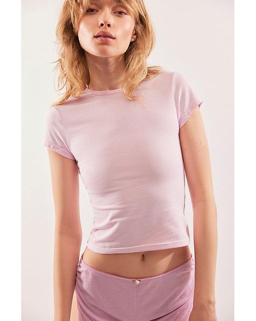 Free People Pink Morning Pages Baby Tee