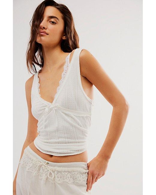 Free People White Day One Tank Top At Free People In Ivory, Size: Xs