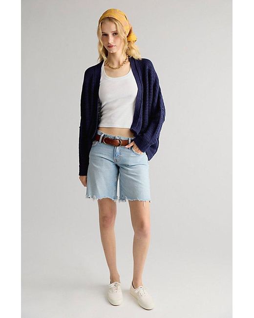Free People Blue Mad About You Linen Cardi