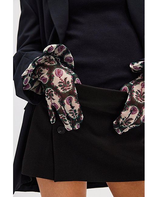Anna Sui Black Floral Gloves
