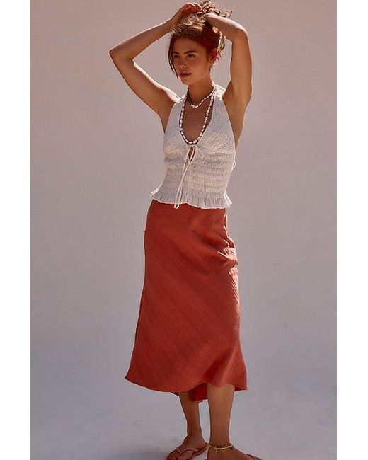 free-est Red Sunrise Midi Skirt By