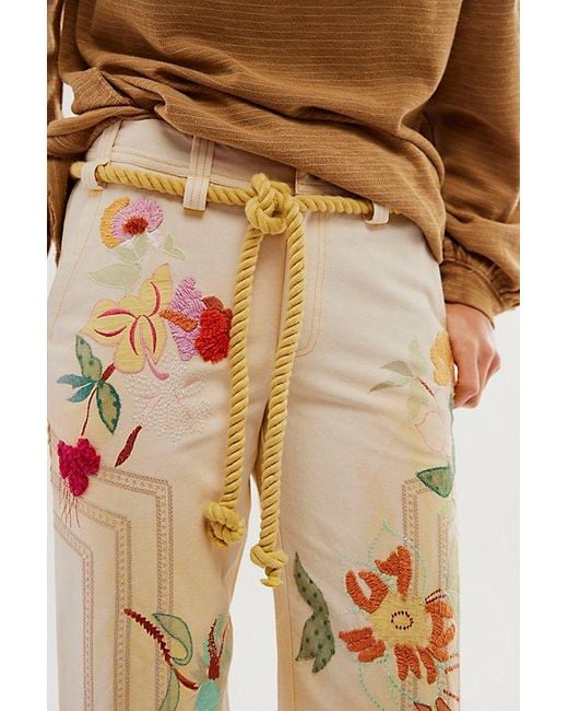 Free People White We The Free Electric Sands Embroidered Pants