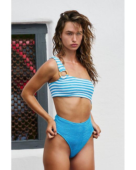 Cleonie Swim Blue Shell Maillot Smocked One-piece Swimsuit