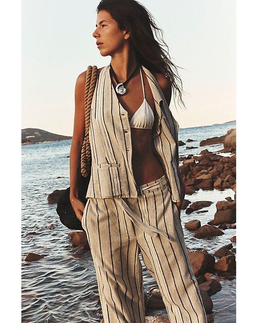 free-est Gray Take Me To Paris Low-back Striped Set