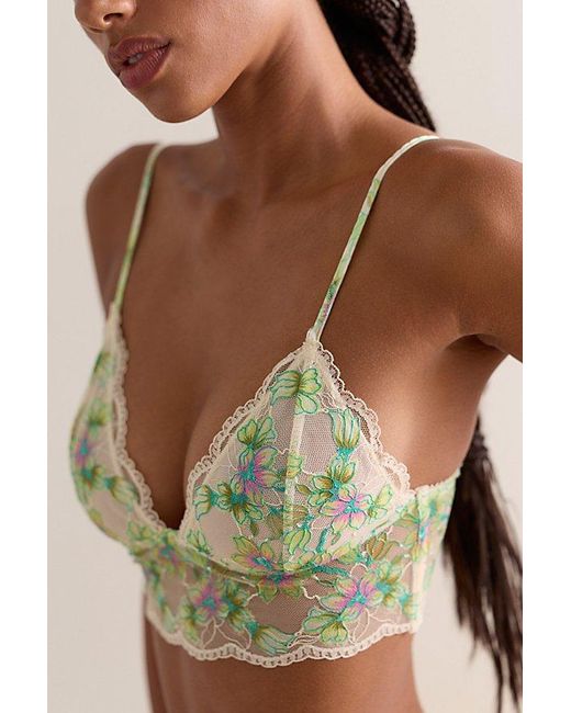 Intimately By Free People Brown Printed Lace Longline Triangle Bralette By