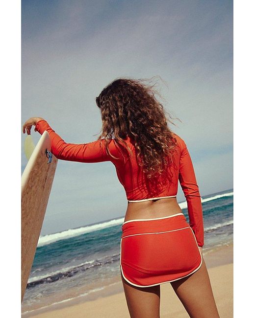 Strait The Label Red Splash Surf Top