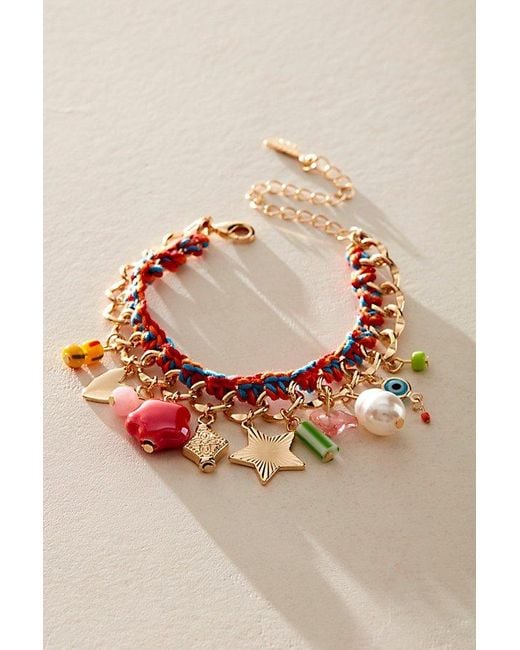 Free People Pink Bailey Charm Bracelet