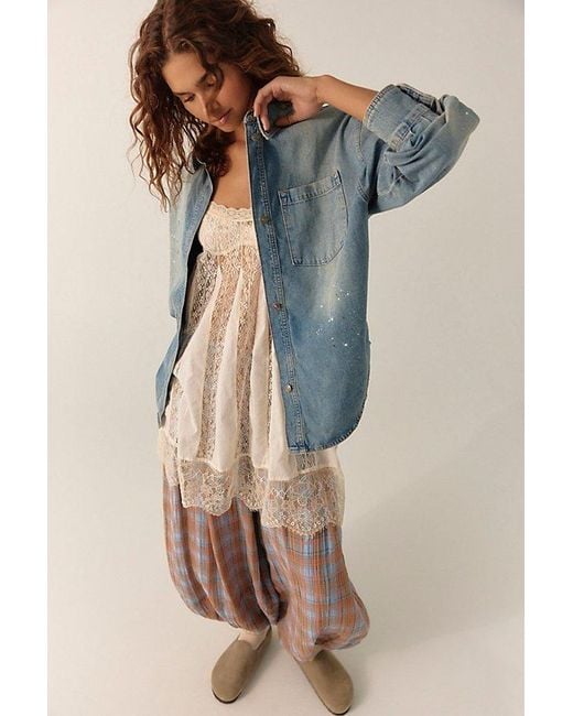 Free People Multicolor Rally Cocoon Button Down Top