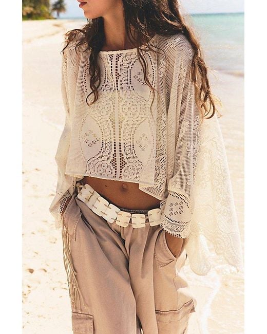 Free People Natural Elsa Poncho Jacket