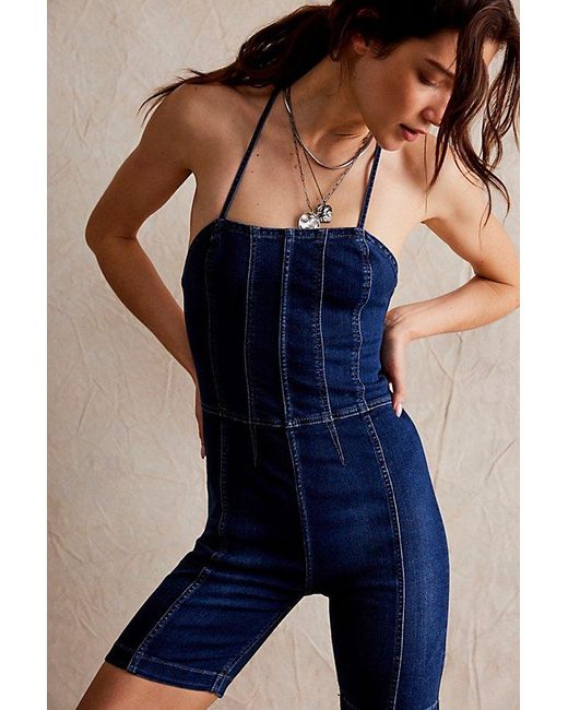 Free People Blue We The Free Top Notch One-piece