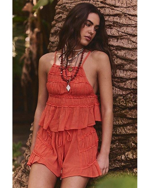 Free People Red Angelina Short Set