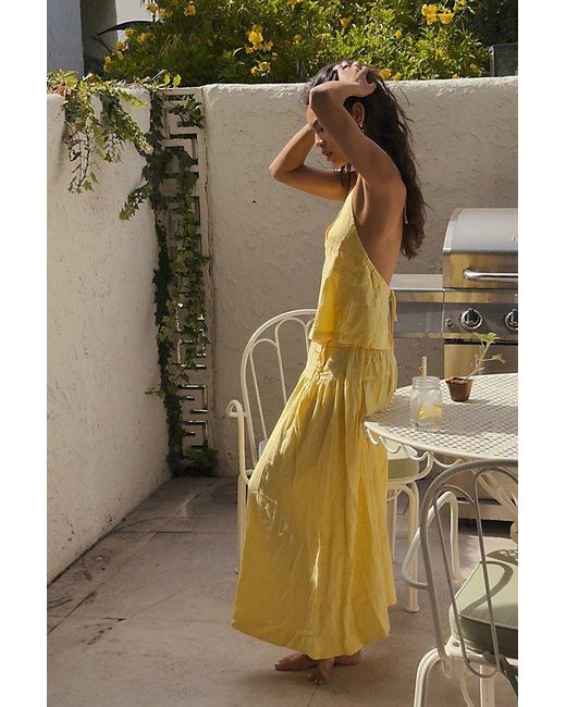 free-est Metallic Sandshell Linen Skirt Set By