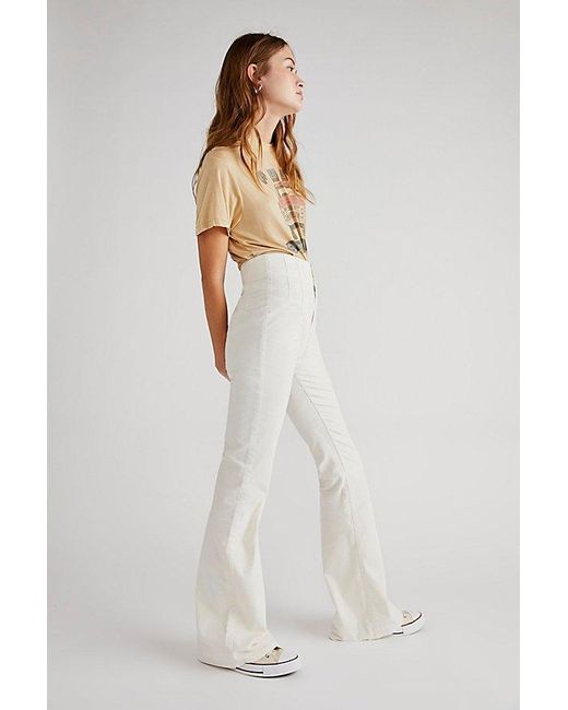 Free People Jayde Cord Flare Jeans At Free People In Winter White, Size: 29
