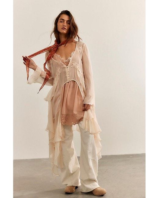 Nigel Preston Natural Angel Chiffon Maxi Top