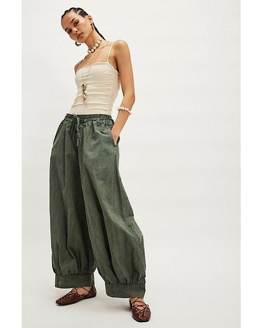 Free People Green The Rundown Pull-On Balloon Pants