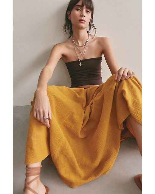 Free People Brown Ives Solid Maxi Skirt