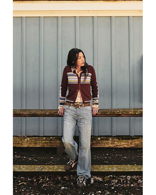 Free People Blue Don'T Wait Up Pinstripe Boyfriend Jeans