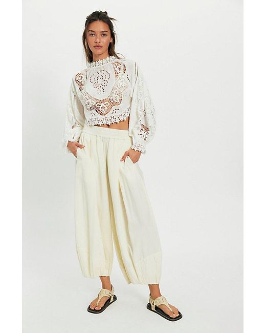 Free People White Hannah Embroidered Cutwork Top