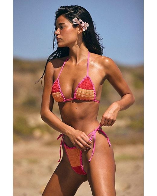 JAM The Label Brown Cozumel Crochet Bikini Bottoms