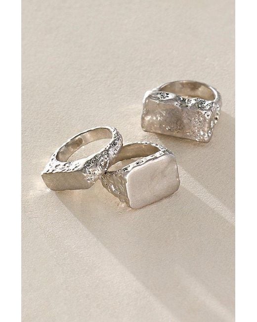 Free People Brown Hannah Chunky Ring Set
