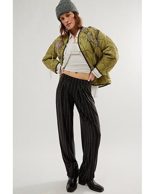 Norma Kamali Multicolor Low-rise Pleated Trousers At Free People In Woven Pinstripe, Size: Small
