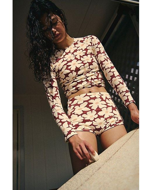 Rhythm Brown High-Waisted Boyshort Surf Bottoms