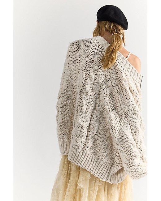 Free People Natural Lola Cable Knit Cardi