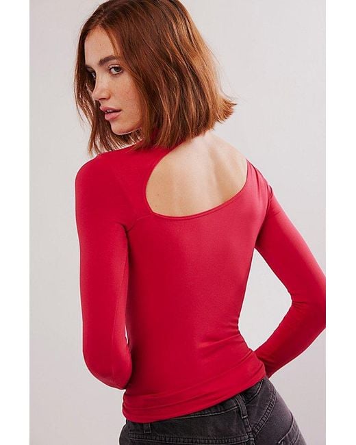 Free People Red Cut It Out Seamless Long Sleeve
