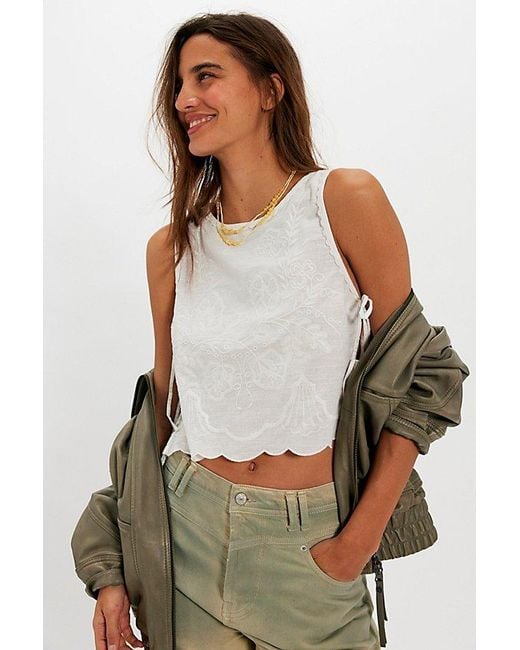 Free People White Faded Gardens Tank Top