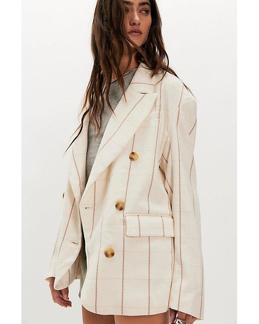 Free People Natural Dean Double-Breasted Blazer Jacket