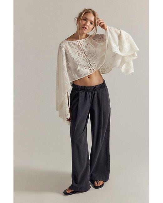 Free People Blue Tidal Moon Low-Rise Pull-On Pants