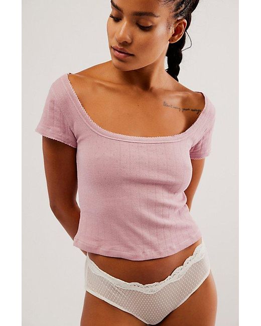 Free People Pink End Game Pointelle Baby Tee