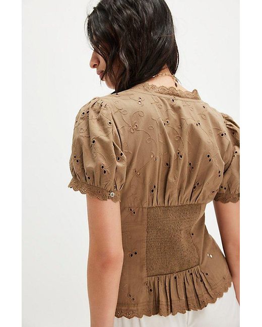 Free People Brown Belle Eyelet Blouse